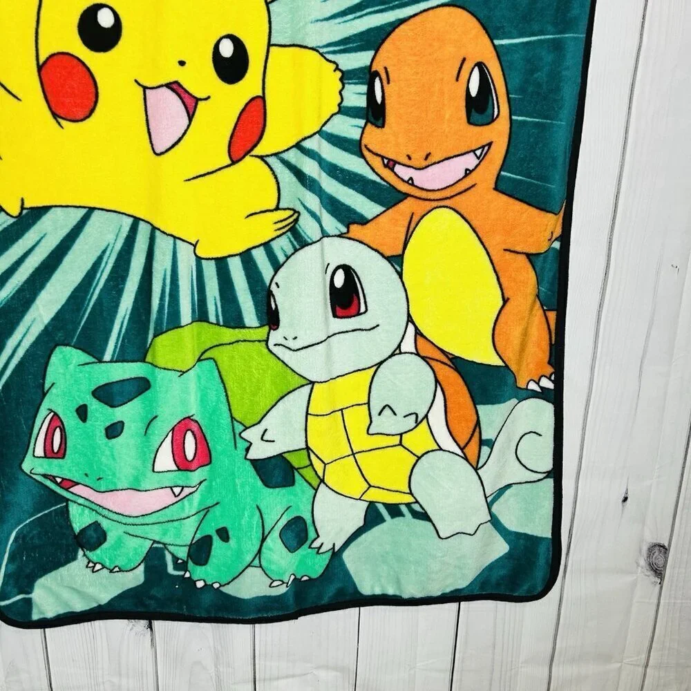 Pokemon Fleece Throw Blanket Pikachu Charmander Squirtle Bulbasaur 2015